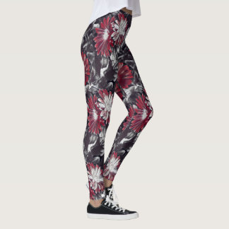 Funky floral in bold red and black leggings