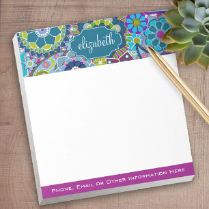 Funky Floral Pattern with Custom Name Notepad