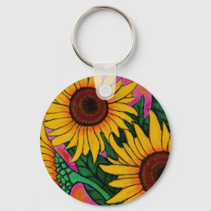 Funky Floral Sunflower Key Chain