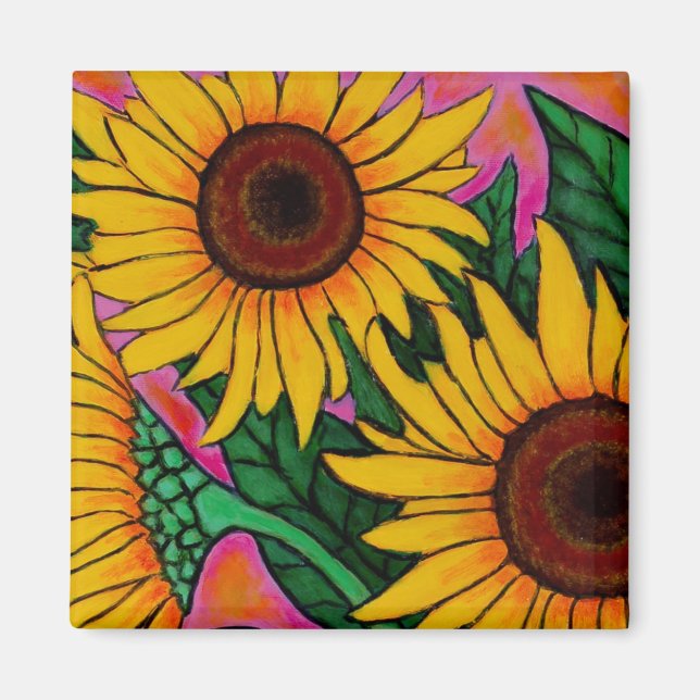 Funky Floral Sunflower Magnet (Front)