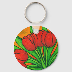Funky Floral Tulip Key Chain