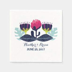 Funky Floral Wedding Paper Napkins
