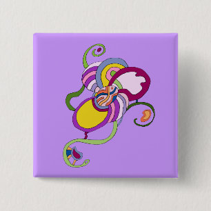 Funky Flower Abstract Illustration 15 Cm Square Badge