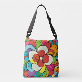 Funky Flower Digital Art Colourful Crossbody Bag