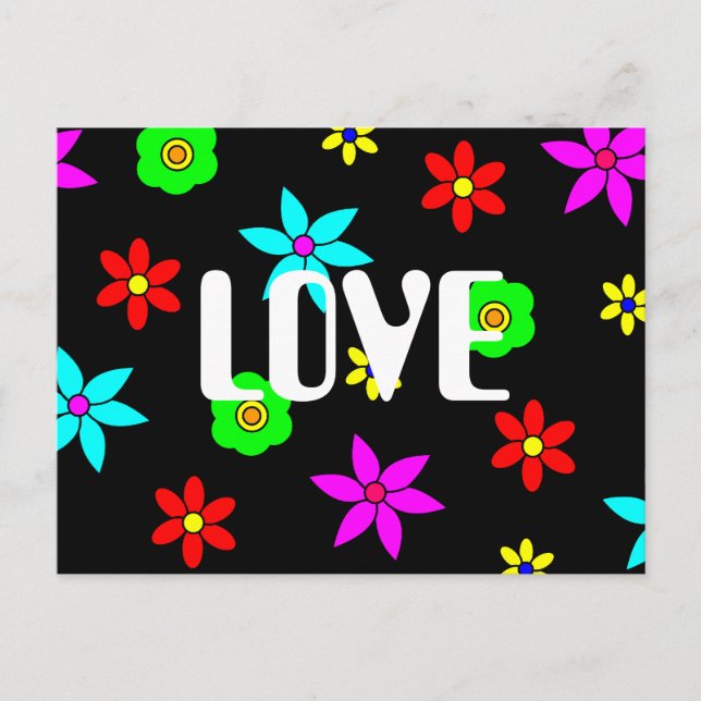 Funky Flower Love Explosion Postcard (Front)