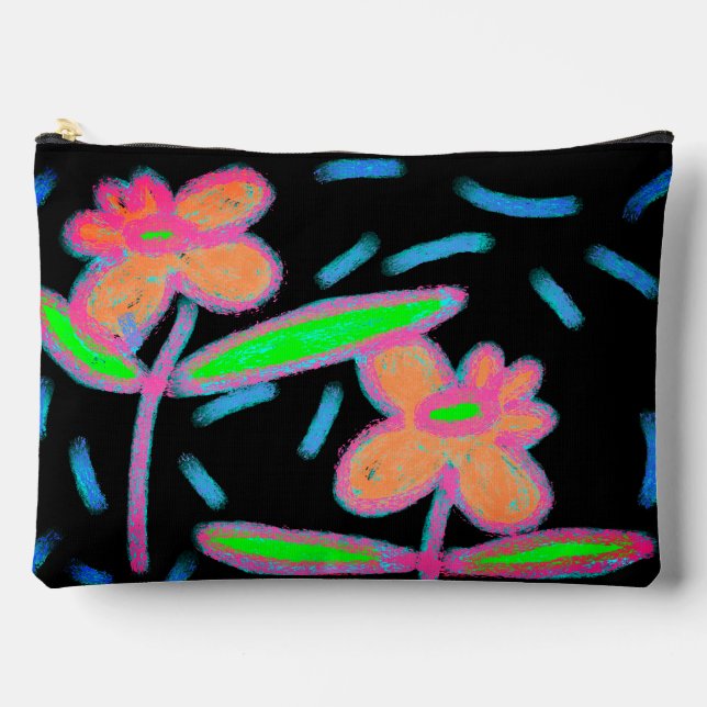 Funky Flowers Abstract Art Zippered Pouch (Front)
