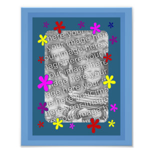 Funky Flowers Frame Your Photo Template Print