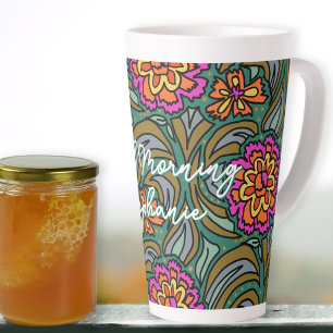 Funky Flowers Good Morning Personal Latte Mug