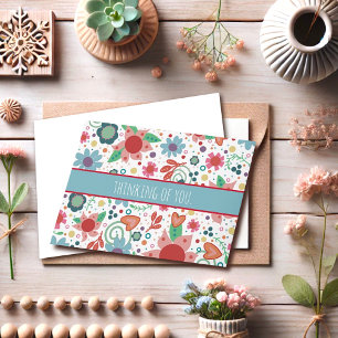 Funky Flowers Hearts Girly Inspirivity Notecard