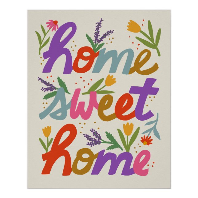 Funky Flowers Home Sweet Home Poster (Front)