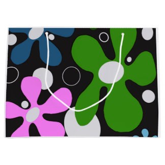 Funky flowers in green, pink, & blue large gift bag