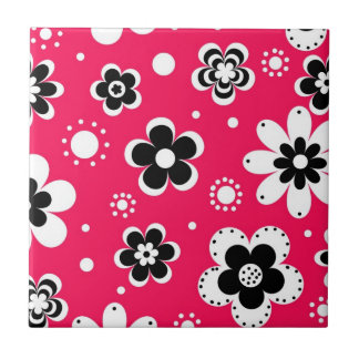 Funky Flowers in Hot Pink Tile