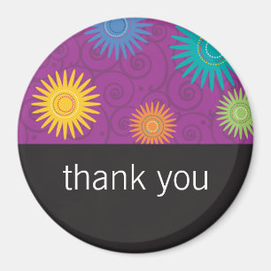 Funky Flowers on Purple Magnet