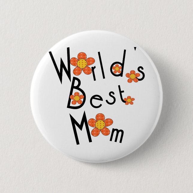 Funky flowers World's Best Mum 6 Cm Round Badge (Front)