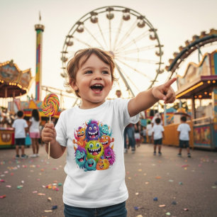 Funky Fluffy Monster Squad Colorful Toddler Infant Baby T-Shirt