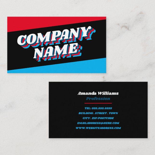 Funky Font Design, Retro Style Business Card (Front/Back)