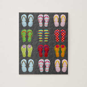 Funky footwear colourful Summer flip flops Jigsaw Puzzle