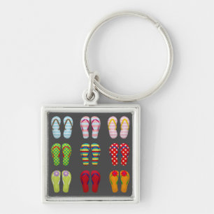 Funky footwear colourful Summer flip flops Key Ring