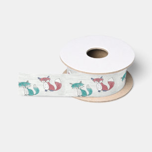 Funky Foxes Pattern Satin Ribbon