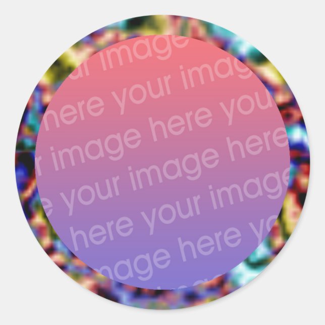 funky fractal texture photo frame classic round sticker (Front)
