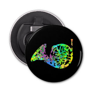 Funky French Horn T-Shirt Throw Pillow Magnet Keyc Bottle Opener