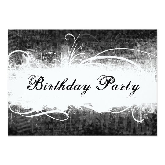 Funky Fresh Black Grunge Birthday Party Invitation