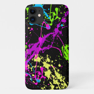 Funky Fresh Retro Paint Splatter Neon 80s 90s iPhone 11 Case