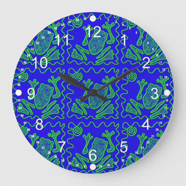 Funky Frog Colourful Toad Kids Doodle Art Gifts Large Clock (Front)