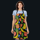 Funky Fruits & Veggies Unique Healthy Chef  Apron<br><div class="desc">This hand made pattern makes an awesome apron. Change the background colour or add texts. Check out my shop for more or let me know if you'd like something custom!</div>