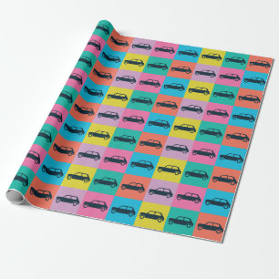 Funky Fun Checkerboard Mini Cooper Wrapping Paper