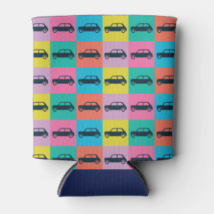 Funky Fun Chequerboard Mini Cooper Can Cooler