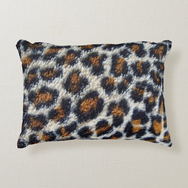 funky fun fluffy leopard print pattern decorative cushion (Front)
