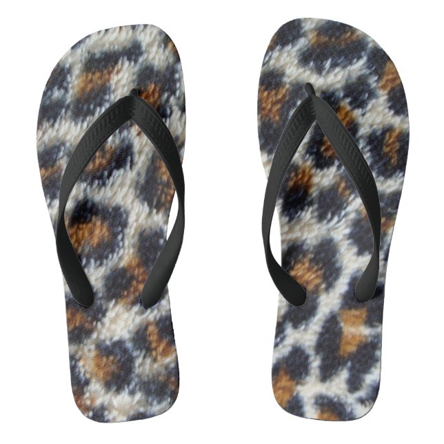 funky fun fluffy leopard print pattern original thongs (Footbed)