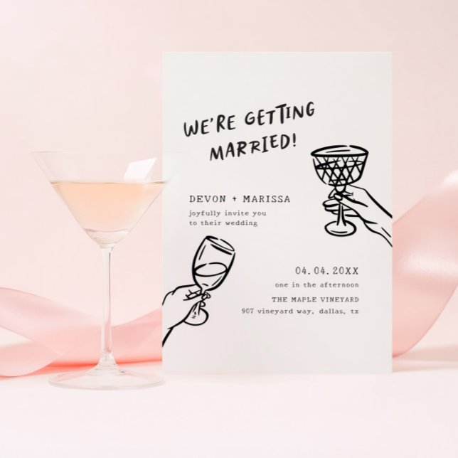 Funky + Fun Getting Married Illustrated Wedding Invitation (Creator Uploaded)