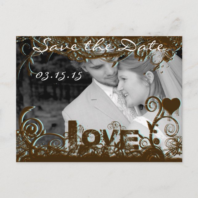 Funky Fun Save The Date with Your Photos Announcement Postcard (Front)