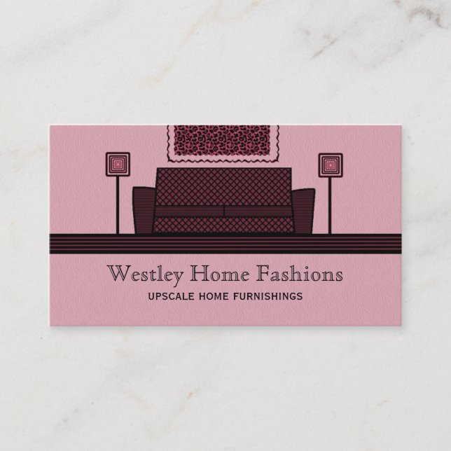 Funky Furniture Business Card, Burgundy Business Card (Front)