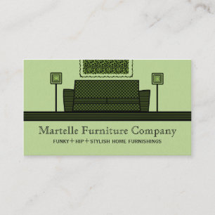 Funky Furniture Business Card, Olive Green Card