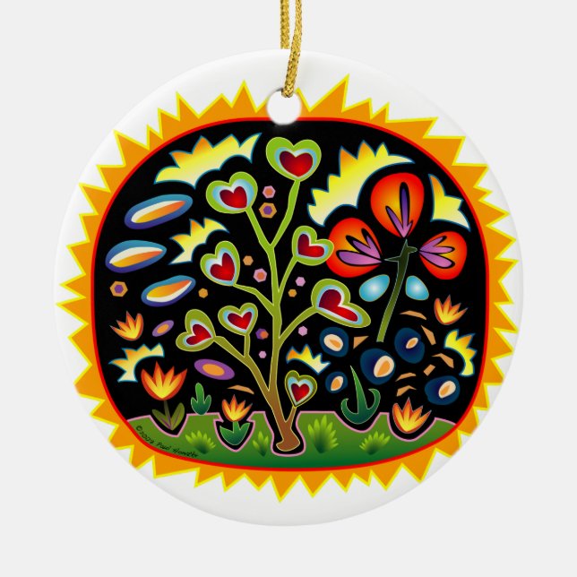 Funky Garden Ceramic Tree Decoration (Front)