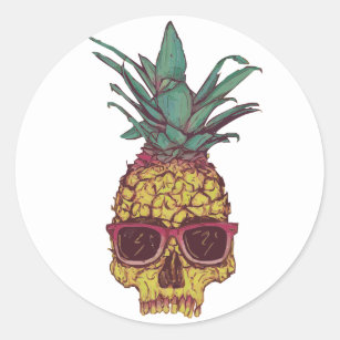 Funky Geek Cool Pineapple Punk Classic Round Sticker