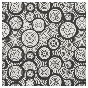Funky geometric African black & white pattern 1 Fabric