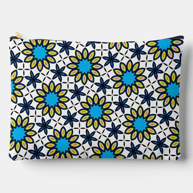 Funky Geometric Daisy Pattern Accessory Pouch (Front)