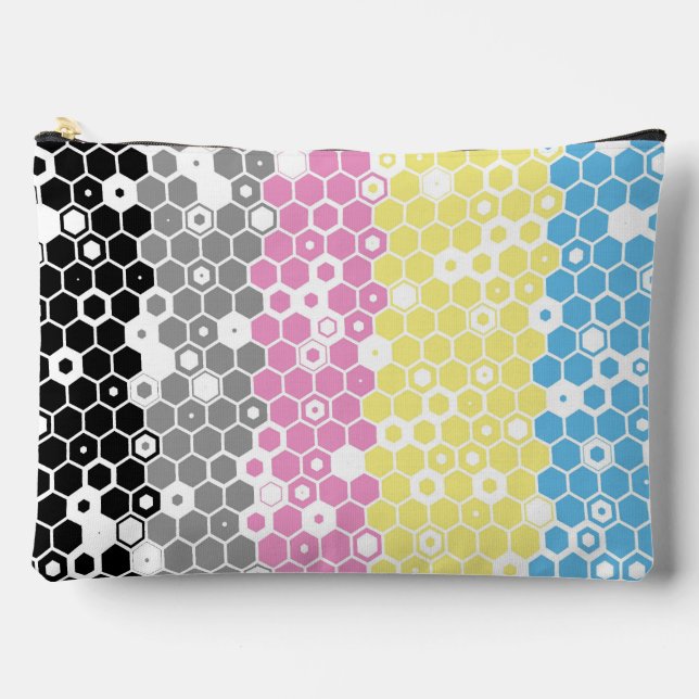 Funky Geometric Mod Abstract Polygender Pride Flag Accessory Pouch (Front)
