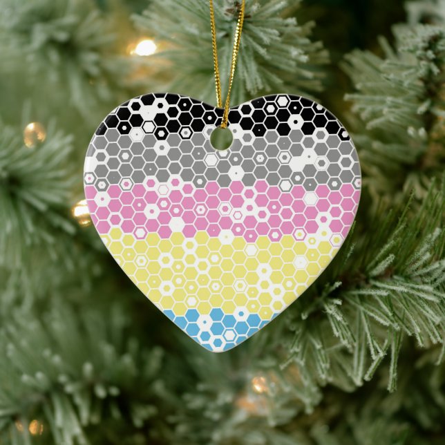 Funky Geometric Mod Abstract Polygender Pride Flag Ceramic Ornament (Tree)