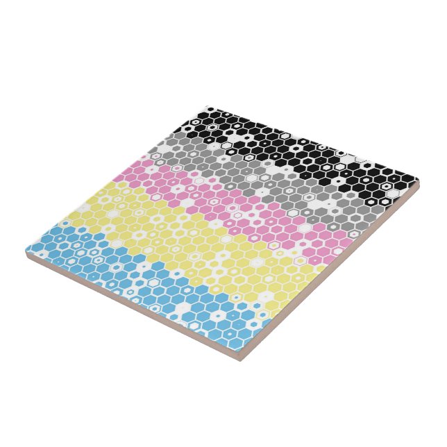 Funky Geometric Mod Abstract Polygender Pride Flag Ceramic Tile (Side)