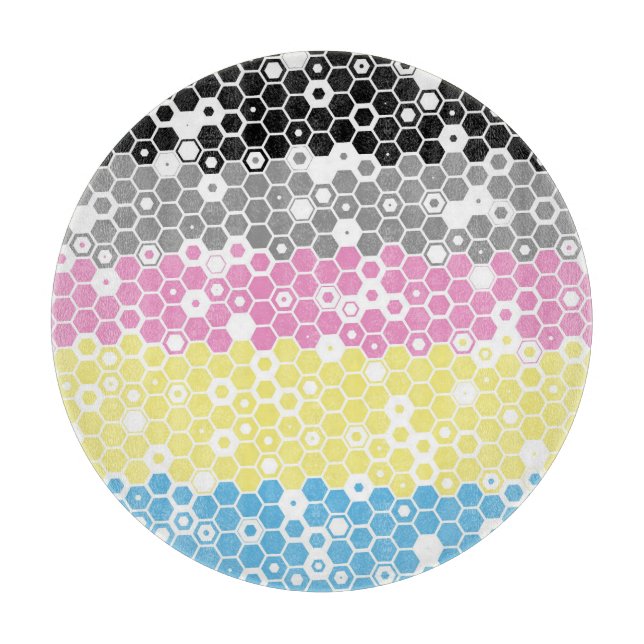 Funky Geometric Mod Abstract Polygender Pride Flag Cutting Board (Front)