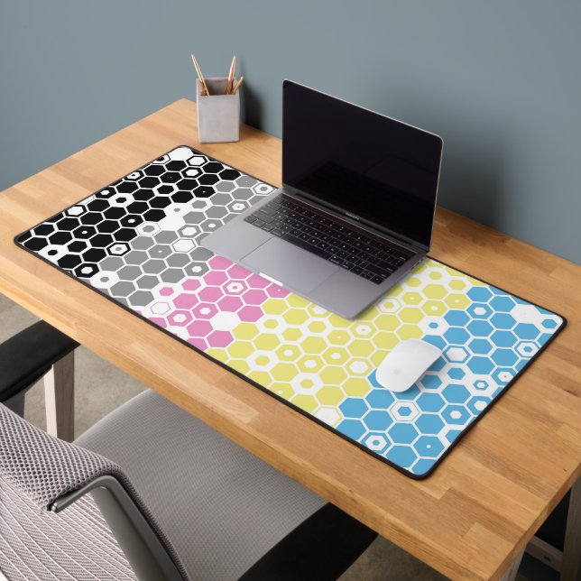 Funky Geometric Mod Abstract Polygender Pride Flag Desk Mat (Office 2)