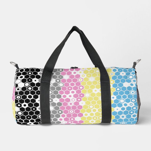 Funky Geometric Mod Abstract Polygender Pride Flag Duffle Bag (Front)