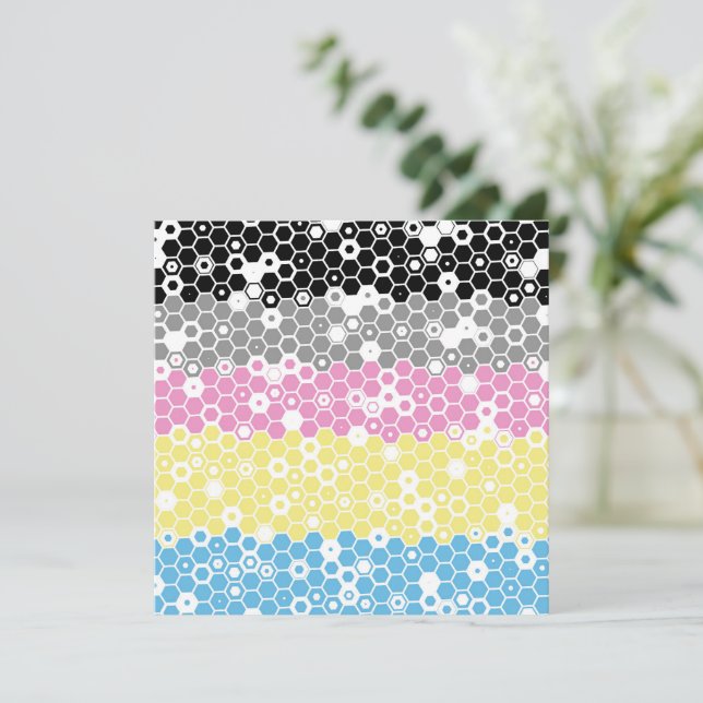 Funky Geometric Mod Abstract Polygender Pride Flag Holiday Card (Standing Front)