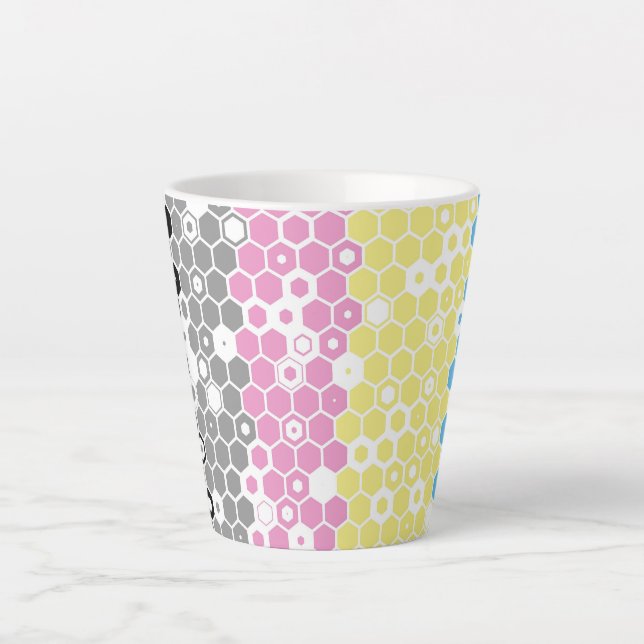 Funky Geometric Mod Abstract Polygender Pride Flag Latte Mug (Front)