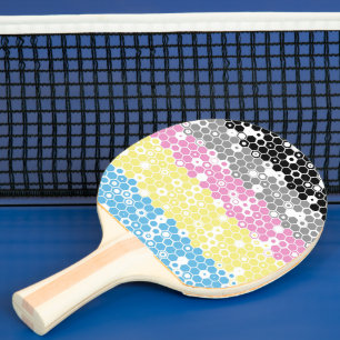 Funky Geometric Mod Abstract Polygender Pride Flag Ping Pong Paddle